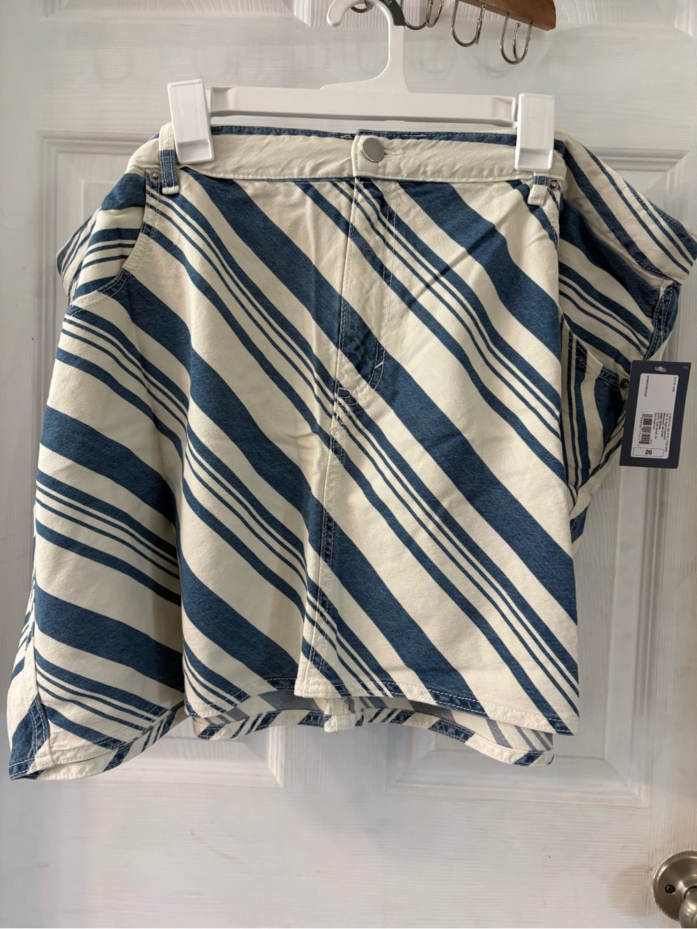 Target Men's Blue & Cream Diagonal Stripe Jean Shorts